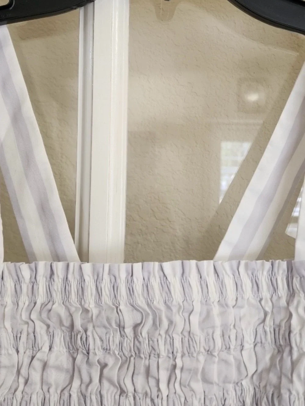 J. Crew White Smocked Crop Tank with Striped Straps
